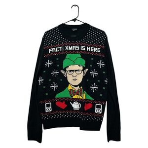 The Office‎ Dwight Schrute Elf Christmas Holiday X-mas Black Sweater Men Size M